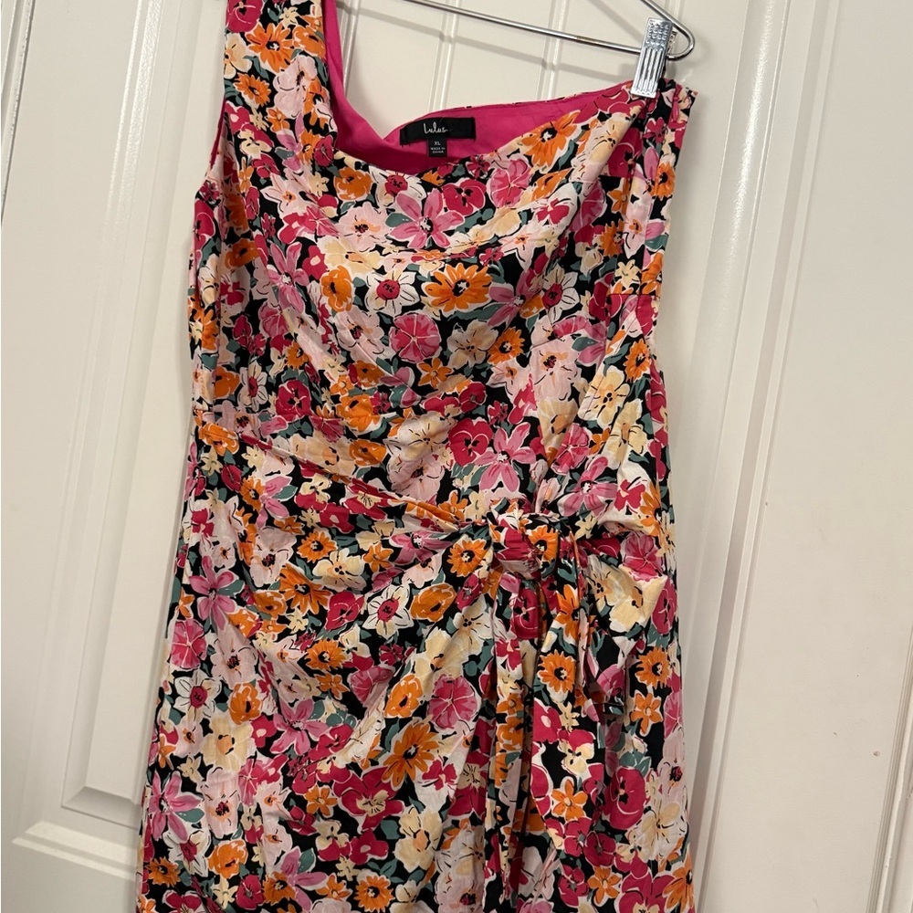 Lulu's Pink Asymmetrical Ruched One-Shoulder Dress - Picture 16 of 16